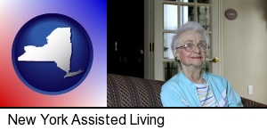 New York, New York - a senior woman in an assisted living facility