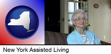 a senior woman in an assisted living facility in New York, NY