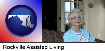 a senior woman in an assisted living facility in Rockville, MD